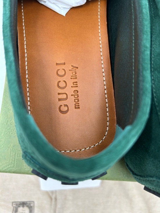 Men\'s Gucci emerald green horse bit driver loafers size 12.5 fits  13 US main image 9